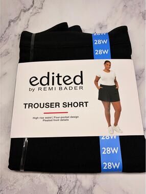 Edited by Remi Bader Trouser Shorts 28W Black High Rise Pleated NWT Plus Size